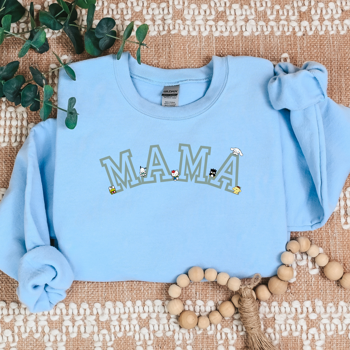 Mint-MAMA- Varsity-Kawaii Friends- Cozy Sweater