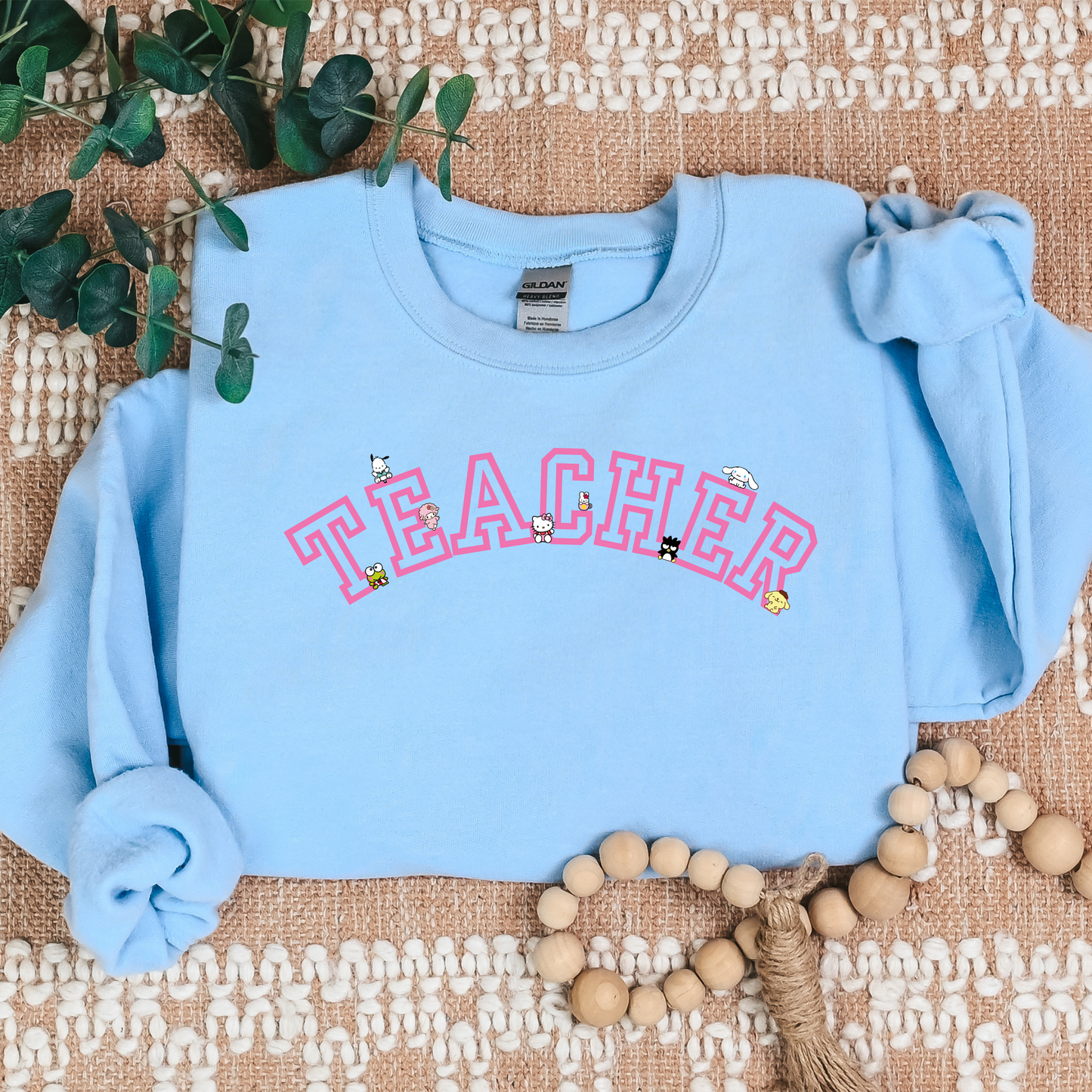 Pink-TEACHER- Kawaii-Characters -Cozy Sweatshirt