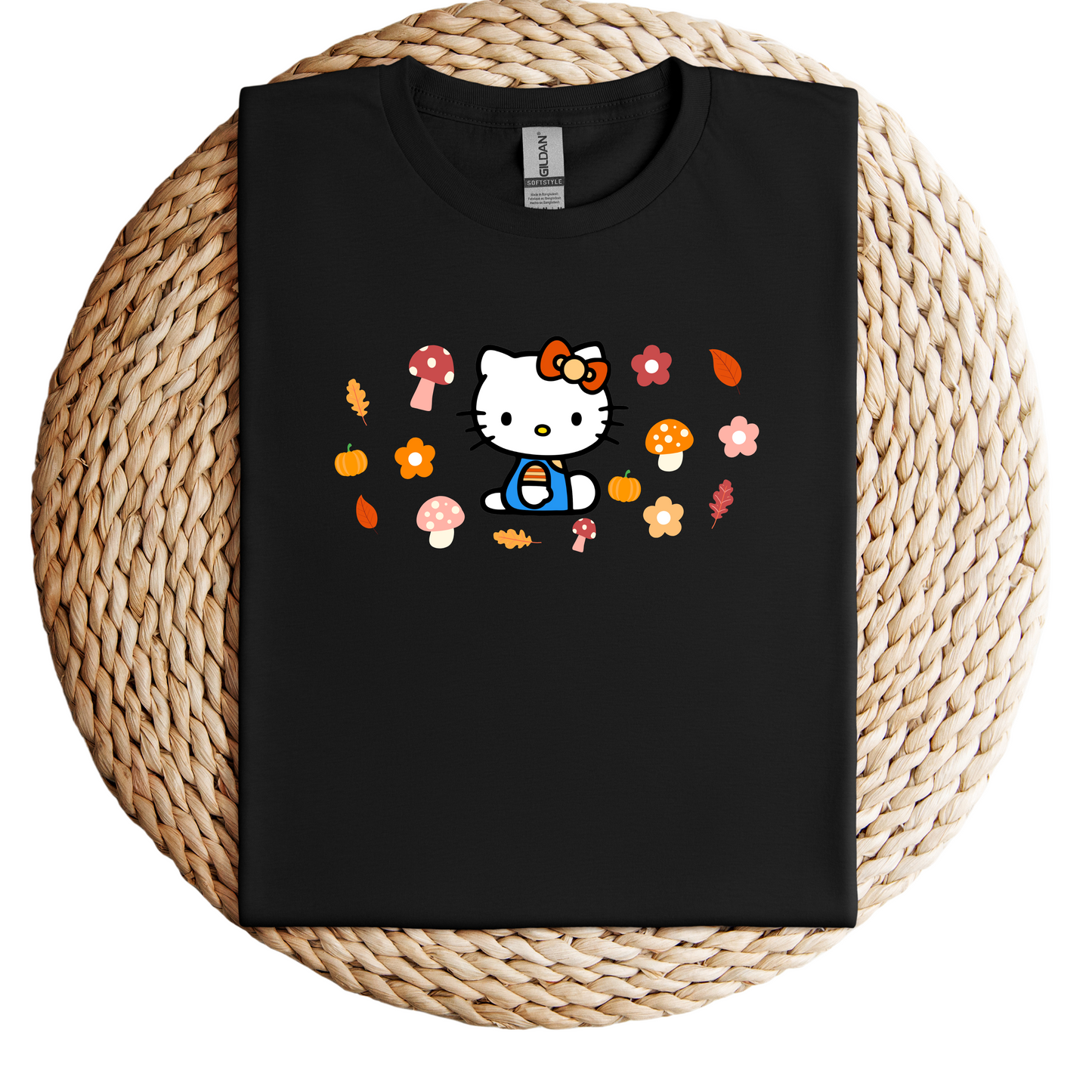 Kawaii Cat-Fall-Autumn-Mushroom-Soft Tee Shirt