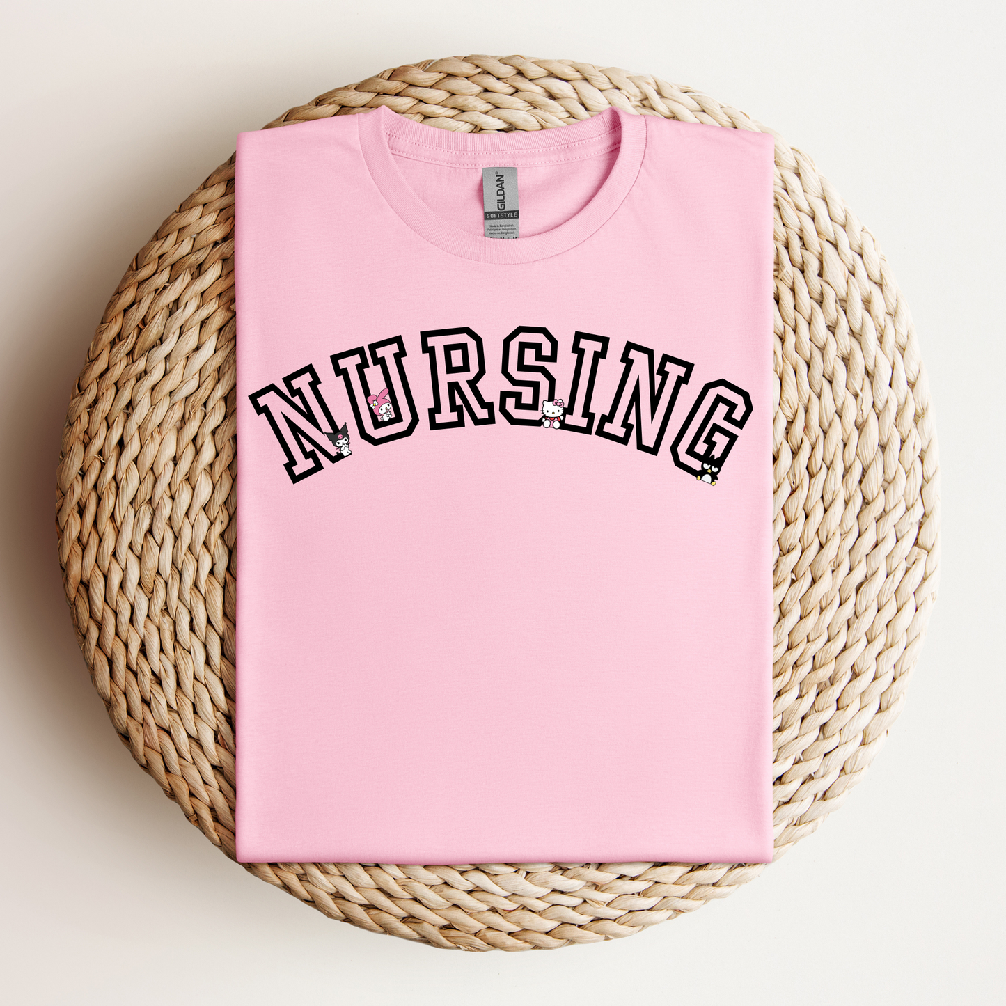 BLACK-Nursing-Varsity- Soft Tee Shirt