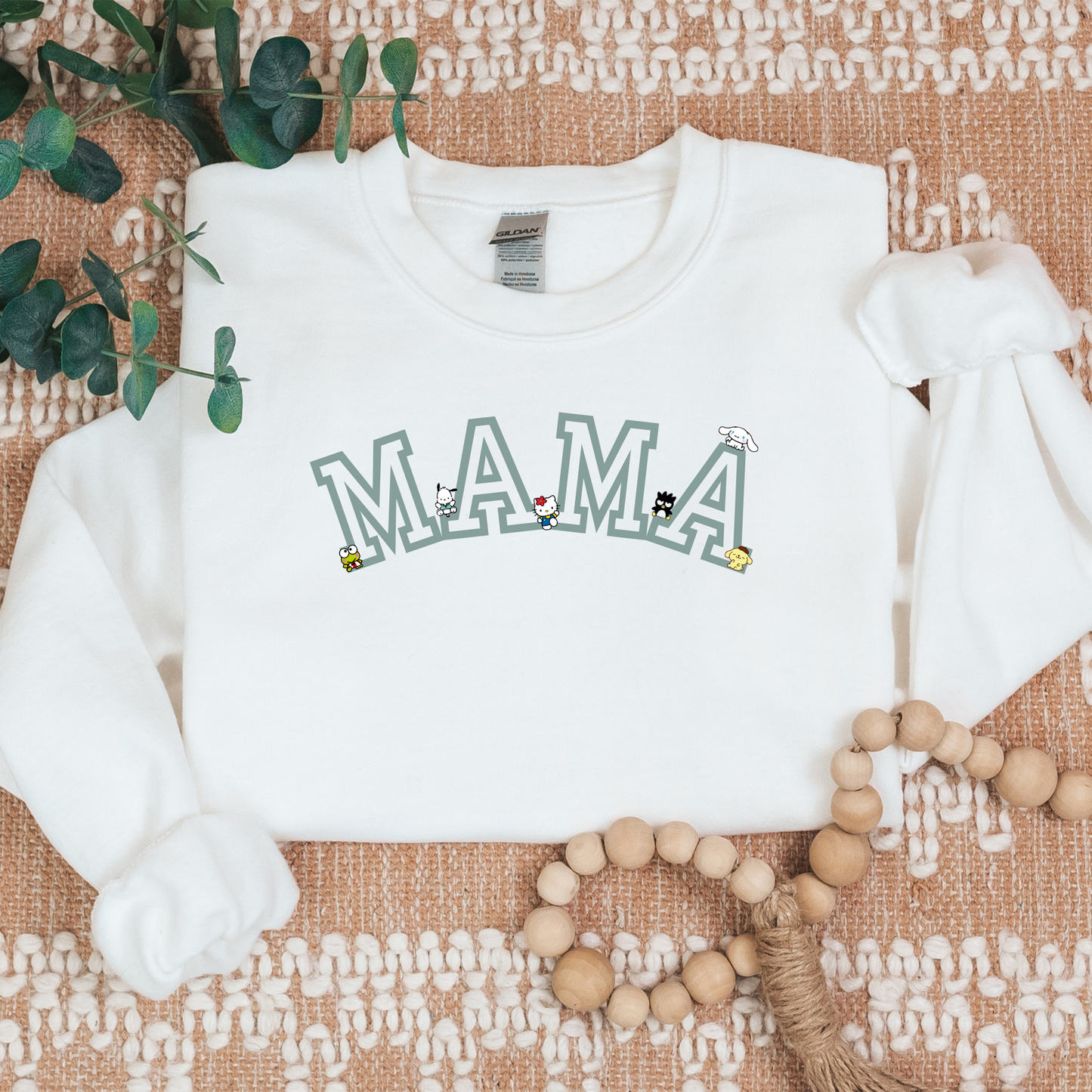 Mint-MAMA- Varsity-Kawaii Friends- Cozy Sweater