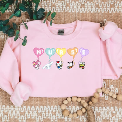 Balloons- Nurse- Kawaii-Characters -Cozy Sweatshirt