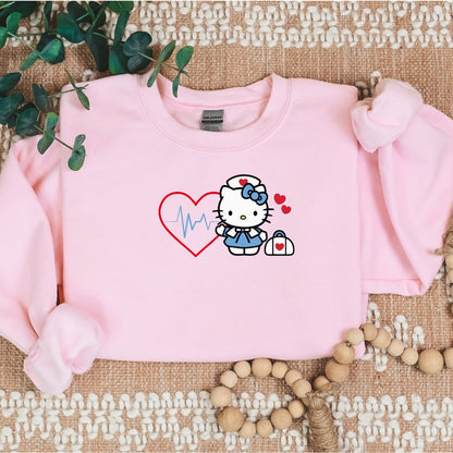 Kitty Nurse Cozy Sweater- Red Heart