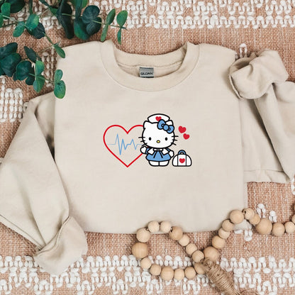 Kitty Nurse Cozy Sweater- Red Heart