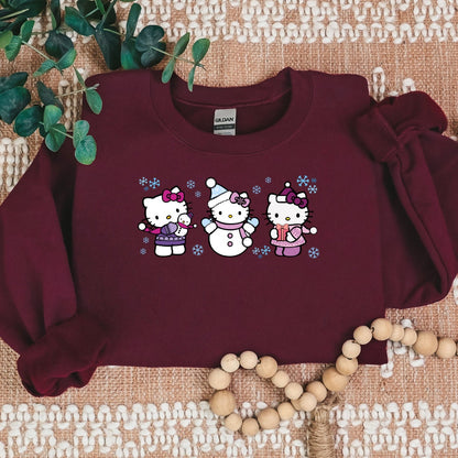 Snowman Kitty Christmas Cozy Sweater