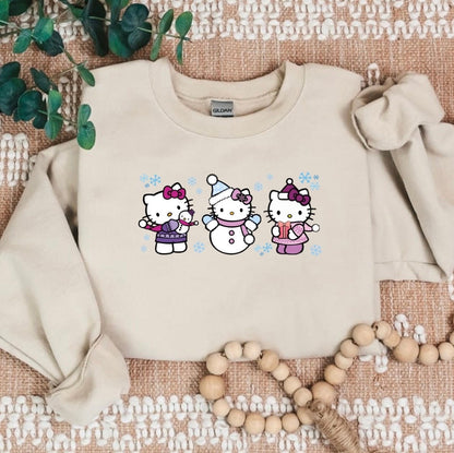 Snowman Kitty Christmas Cozy Sweater