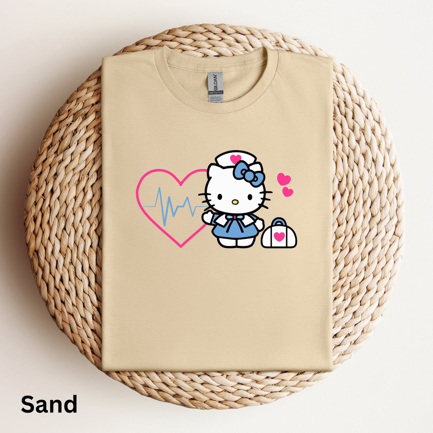 Nurse Kitty Soft Tee- Hot Pink heart Shirt