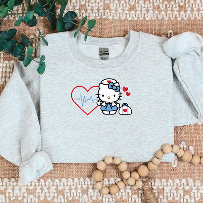 Kitty Nurse Cozy Sweater- Red Heart