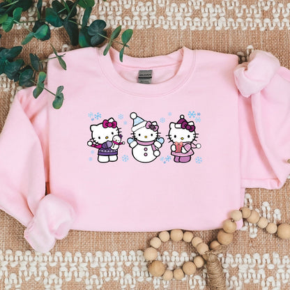 Snowman Kitty Christmas Cozy Sweater