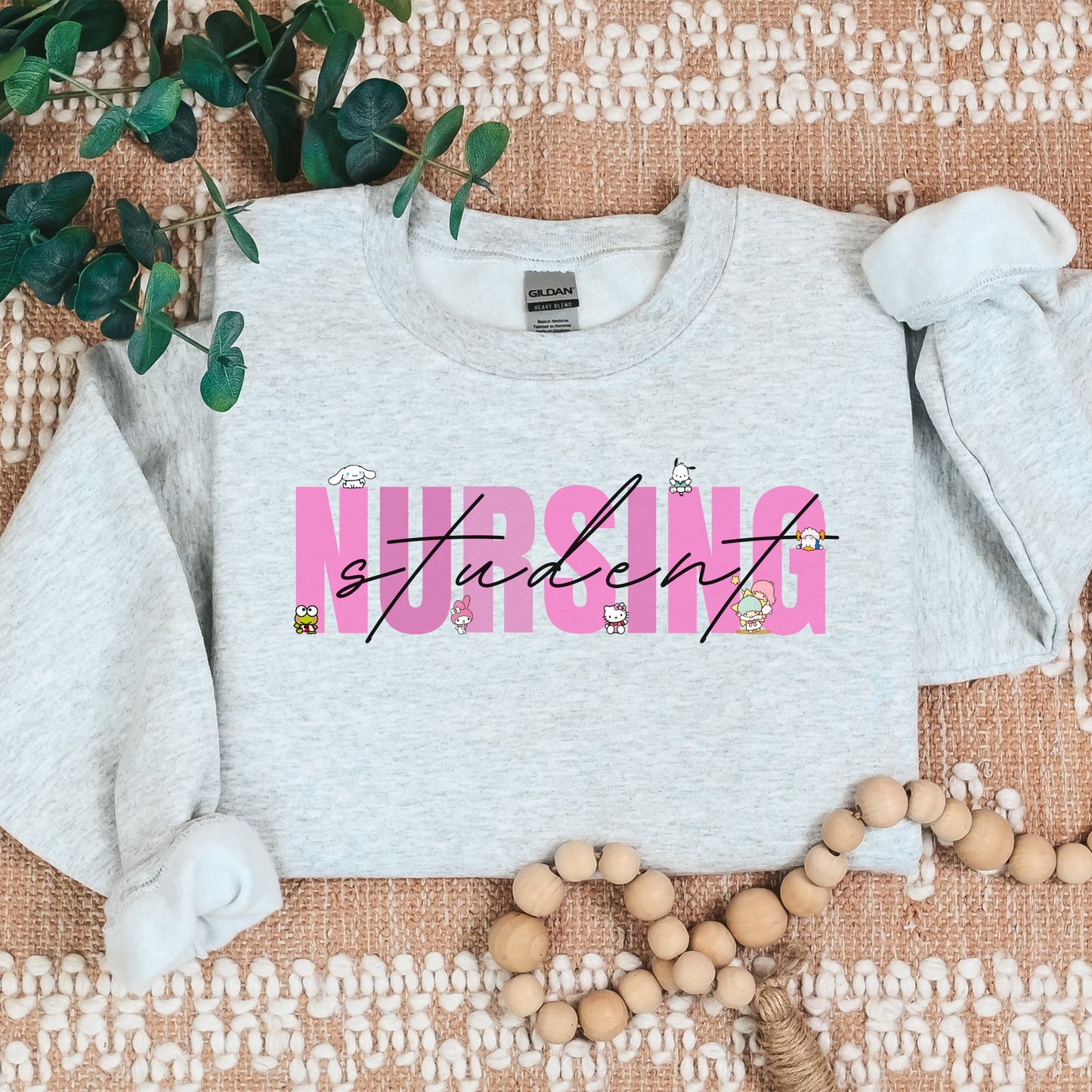 PINK BLOCK- Nursing Sweater Kawaii Characters Cozy Sweater