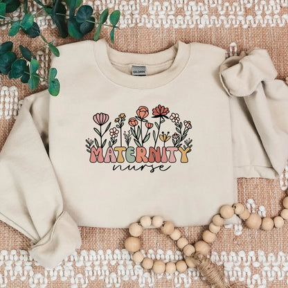 Flower Maternity Nurse Cozy Sweater