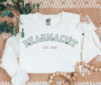 Special EST2021-Pharmacist Varsity Characters Cozy Sweater