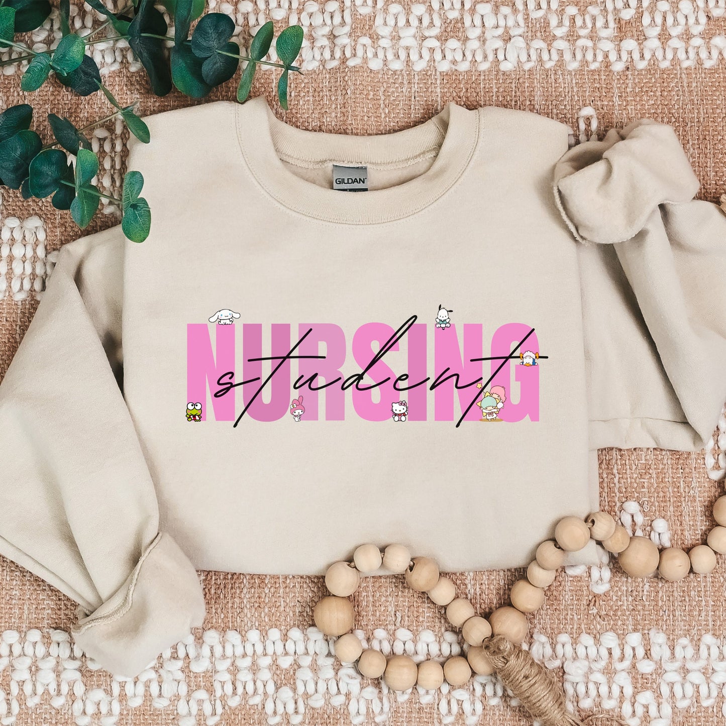 PINK BLOCK- Nursing Sweater Kawaii Characters Cozy Sweater