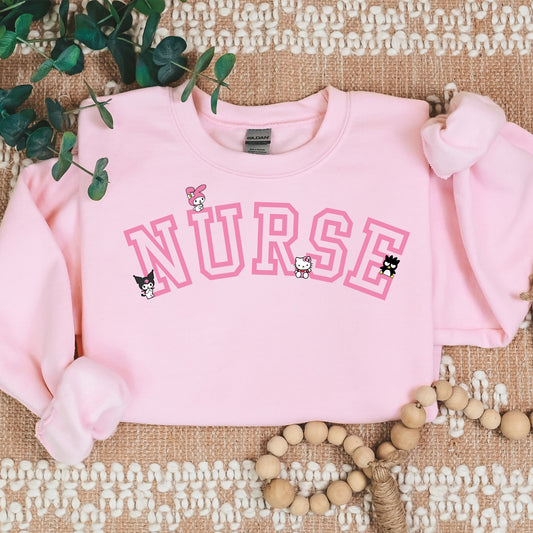 PINK Nurse Kawaii Characters Cozy Sweater