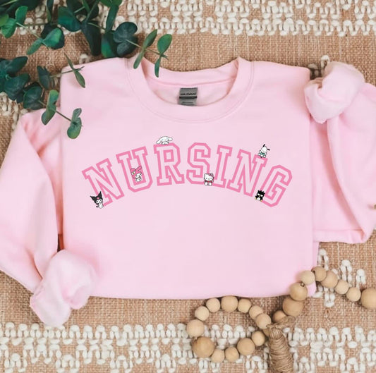 PINK NURSING Kawaii Characters Cozy Sweater