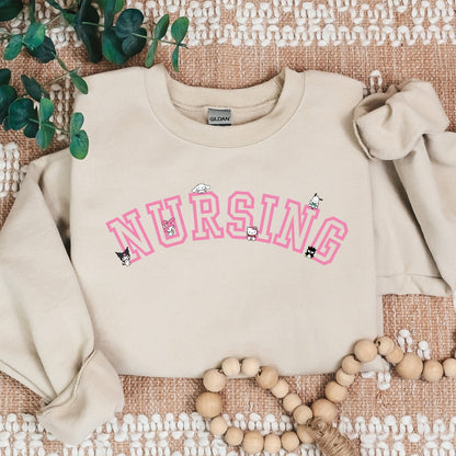 PINK NURSING Kawaii Characters Cozy Sweater