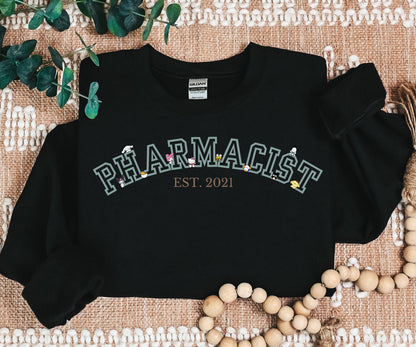 Special EST2021-Pharmacist Varsity Characters Cozy Sweater