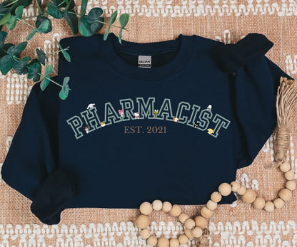 Special EST2021-Pharmacist Varsity Characters Cozy Sweater