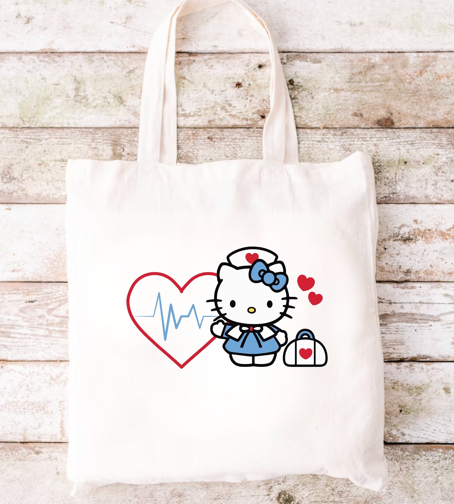 Nurse Varsity-Kitty and Friends- Flat Tote Bag