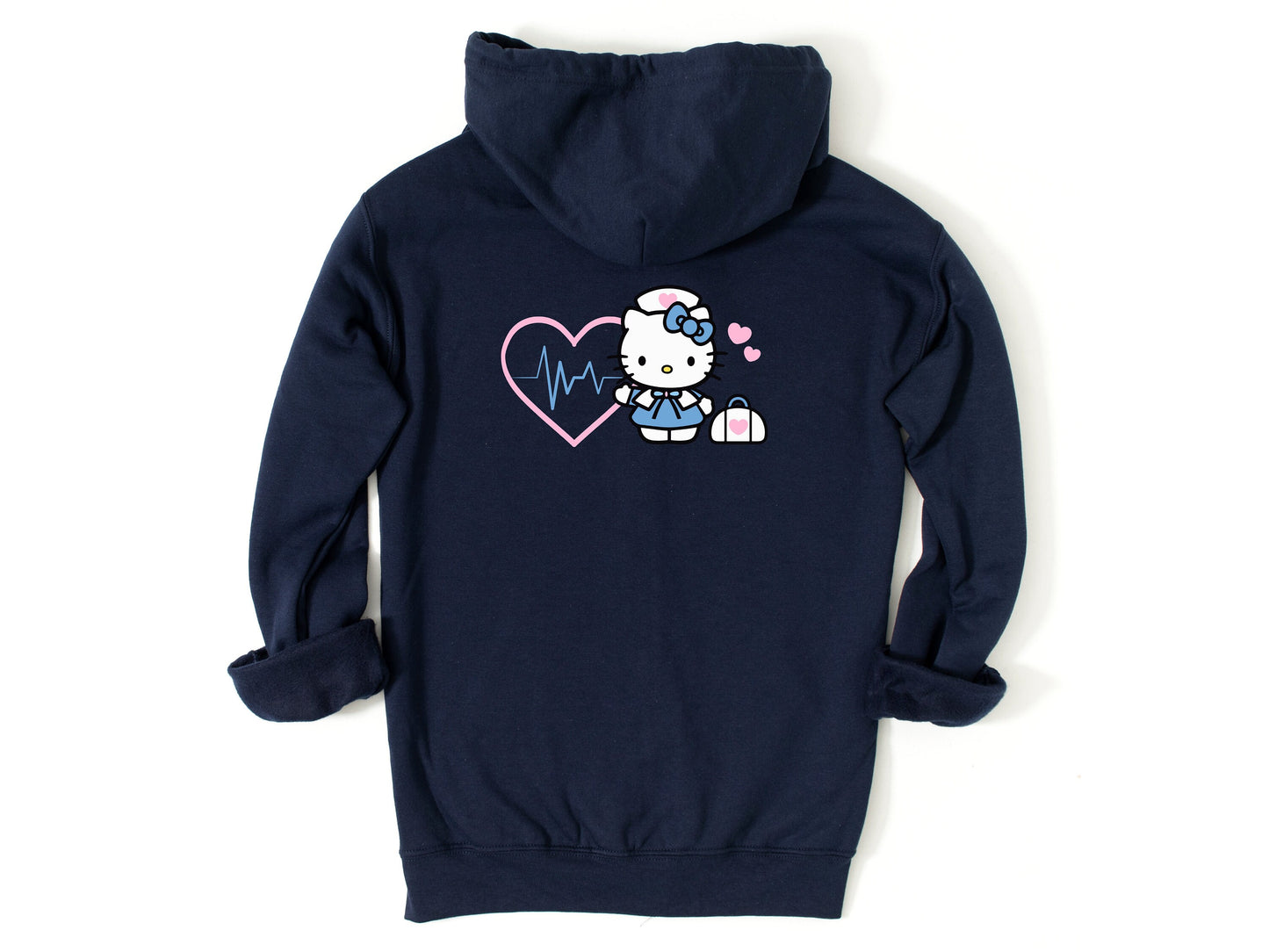 Zip Up Hoodie- Light Pink Medical Kitty Nurse Cozy Sweater