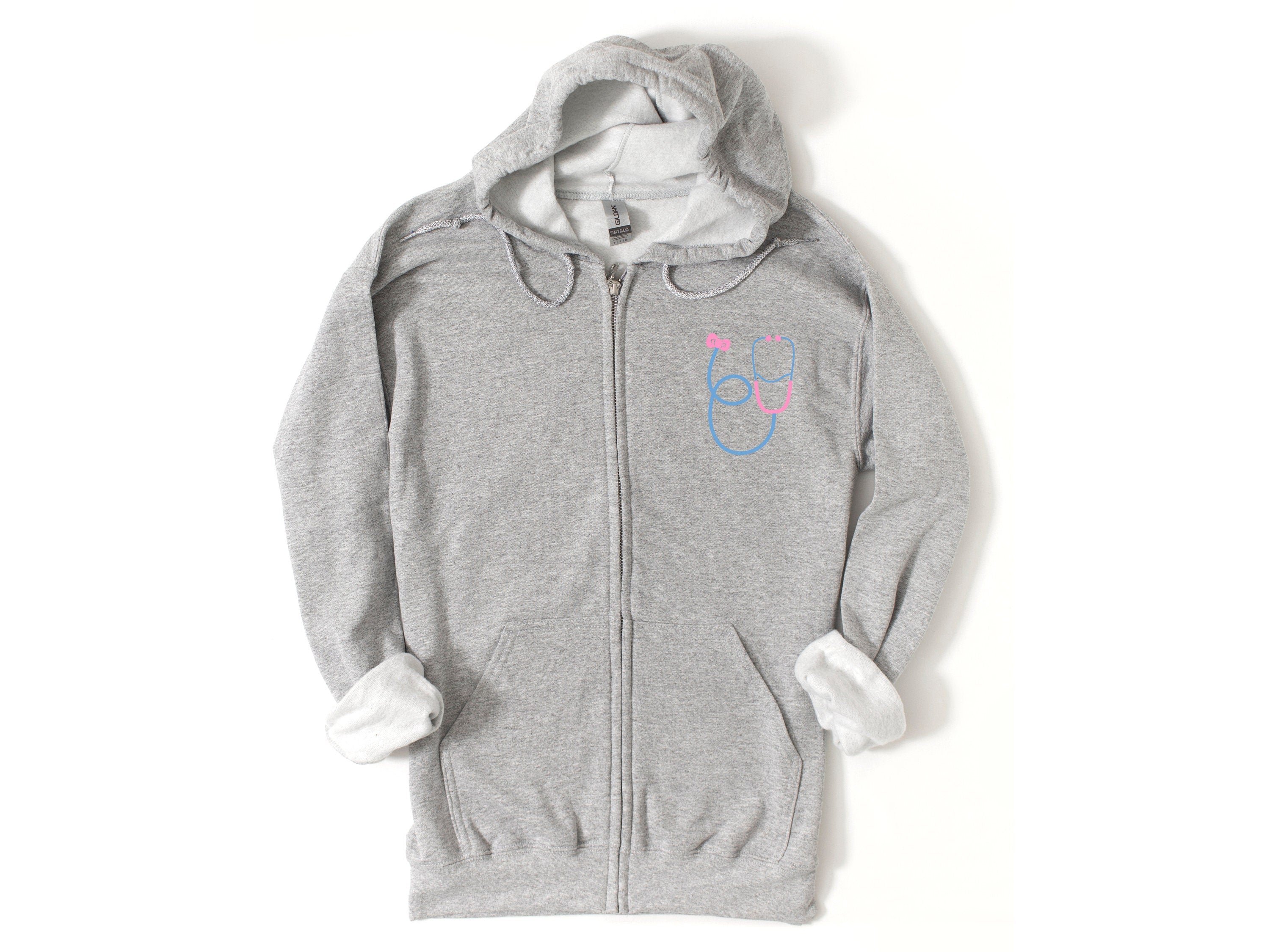 Zip Up Hoodie 2 Medical Kitty and Friends Nurse Cozy Sweater HappierDaysCo