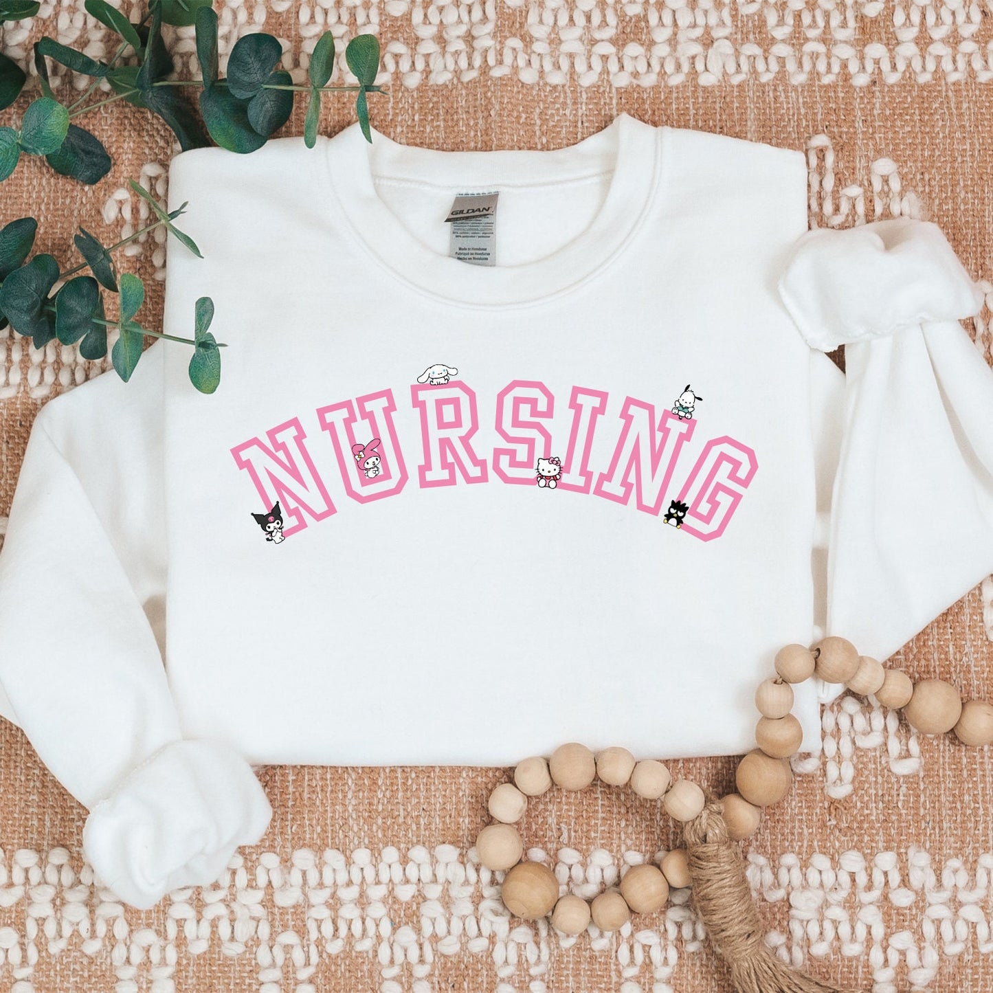 PINK NURSING Kawaii Characters Cozy Sweater