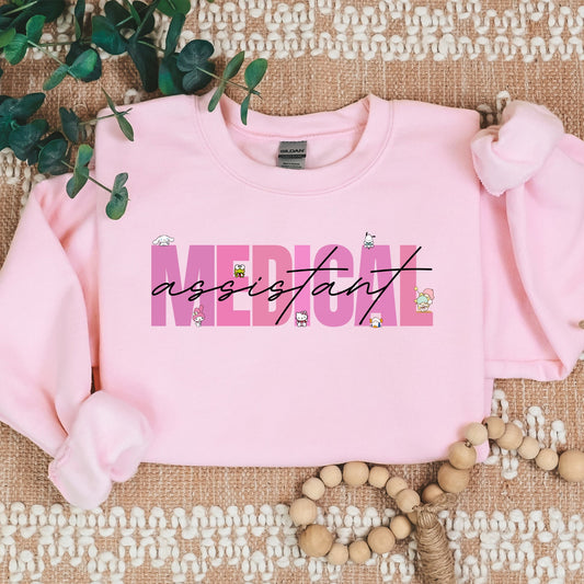 Medical Assistant-Block Ombre Pink-Cozy Sweater