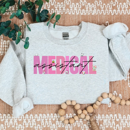 Medical Assistant-Block Ombre Pink-Cozy Sweater