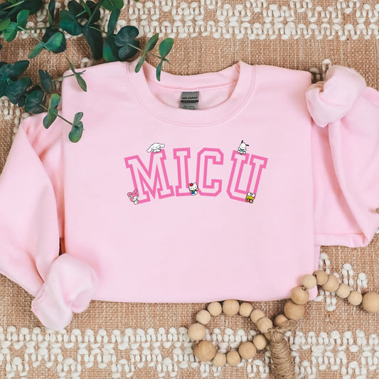 MICU-Pink-Varsity- Kitty and Friends Cozy Sweater