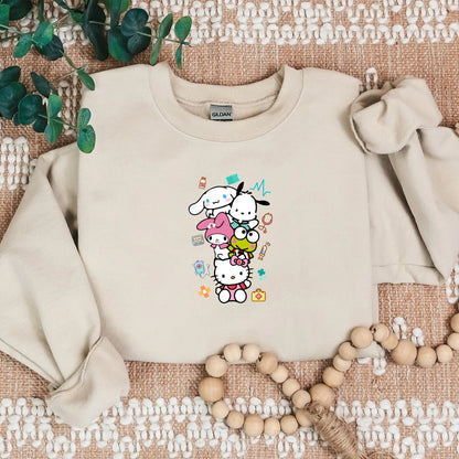 Stacked Medical Kitty and Friends Cozy Sweater