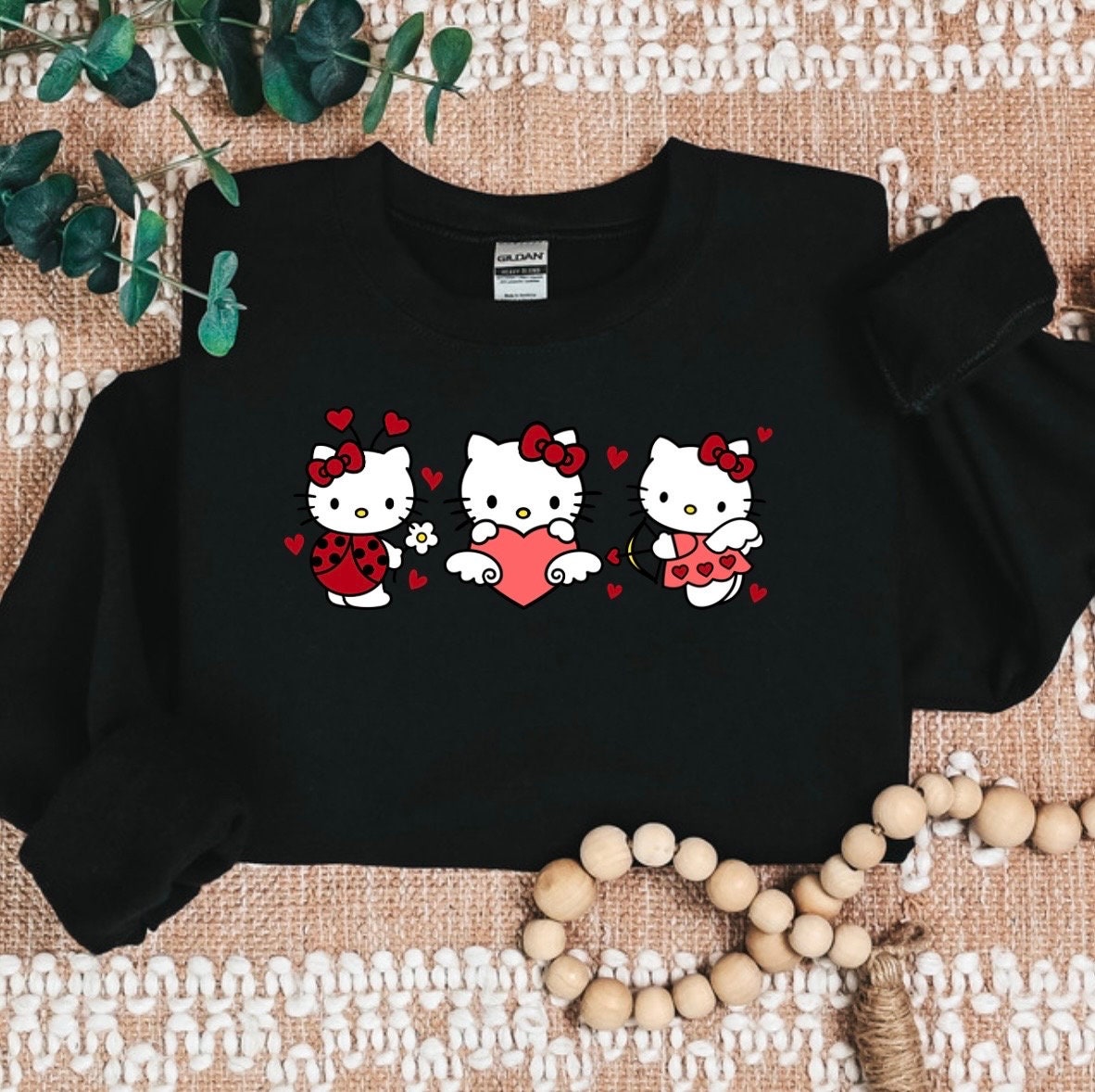 Valentines Kawaii Kitty Trio- Cozy Sweater