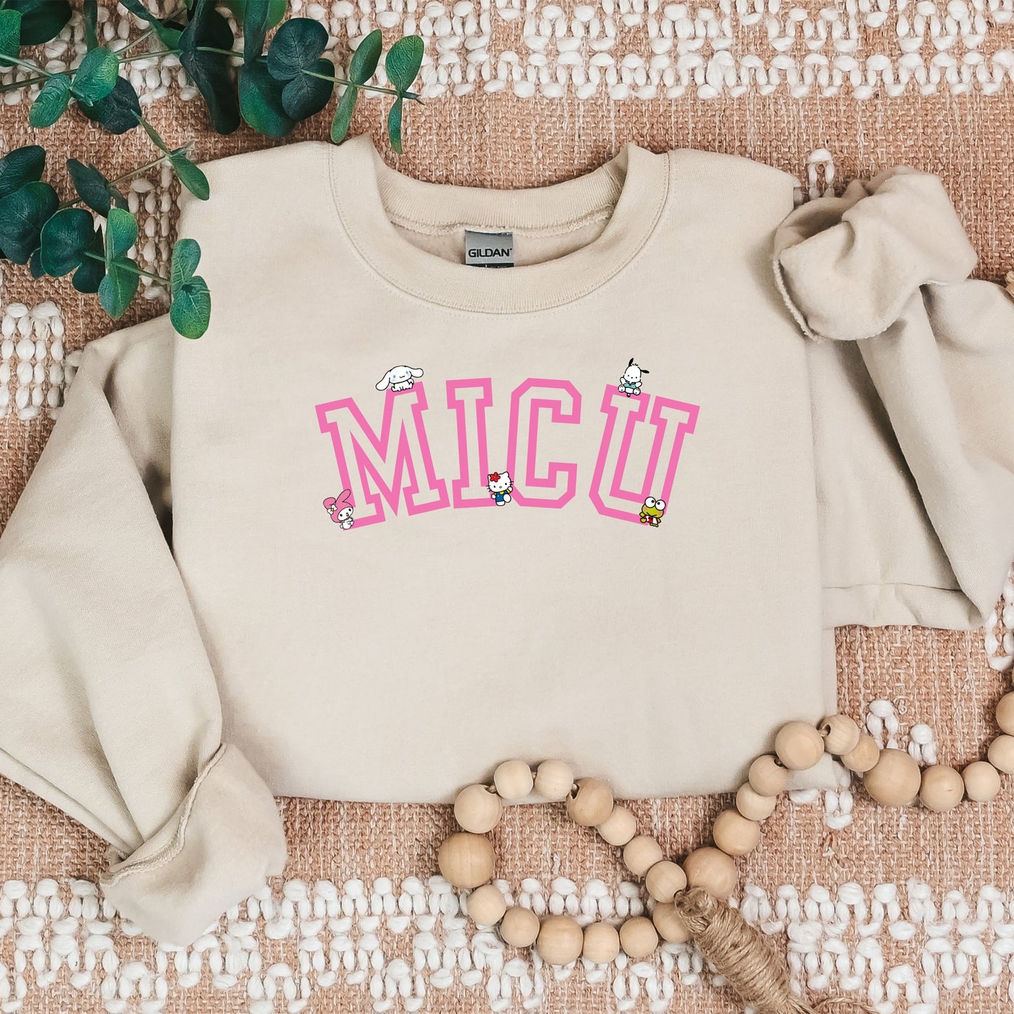 MICU-Pink-Varsity- Kitty and Friends Cozy Sweater